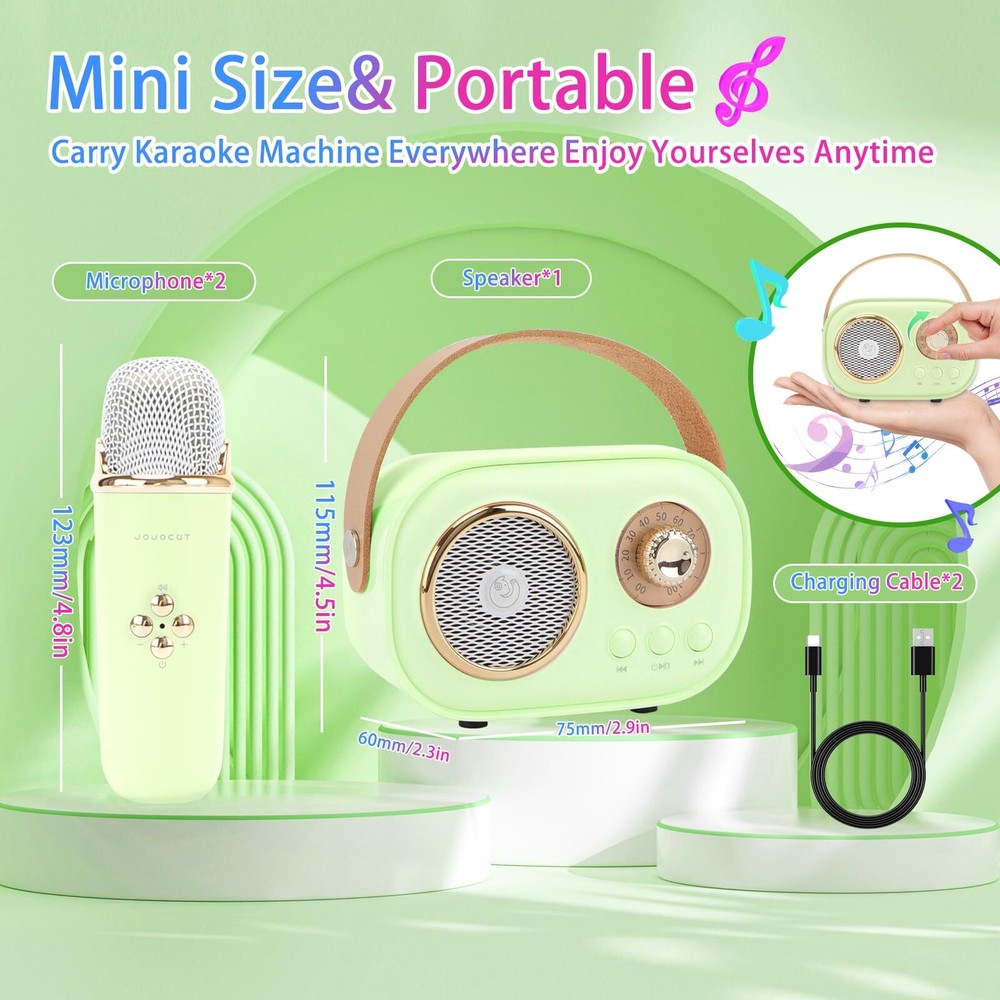 Mini Karaoke Machine for KidsPortable Bluetooth Speaker with 2 Wireless Micro...