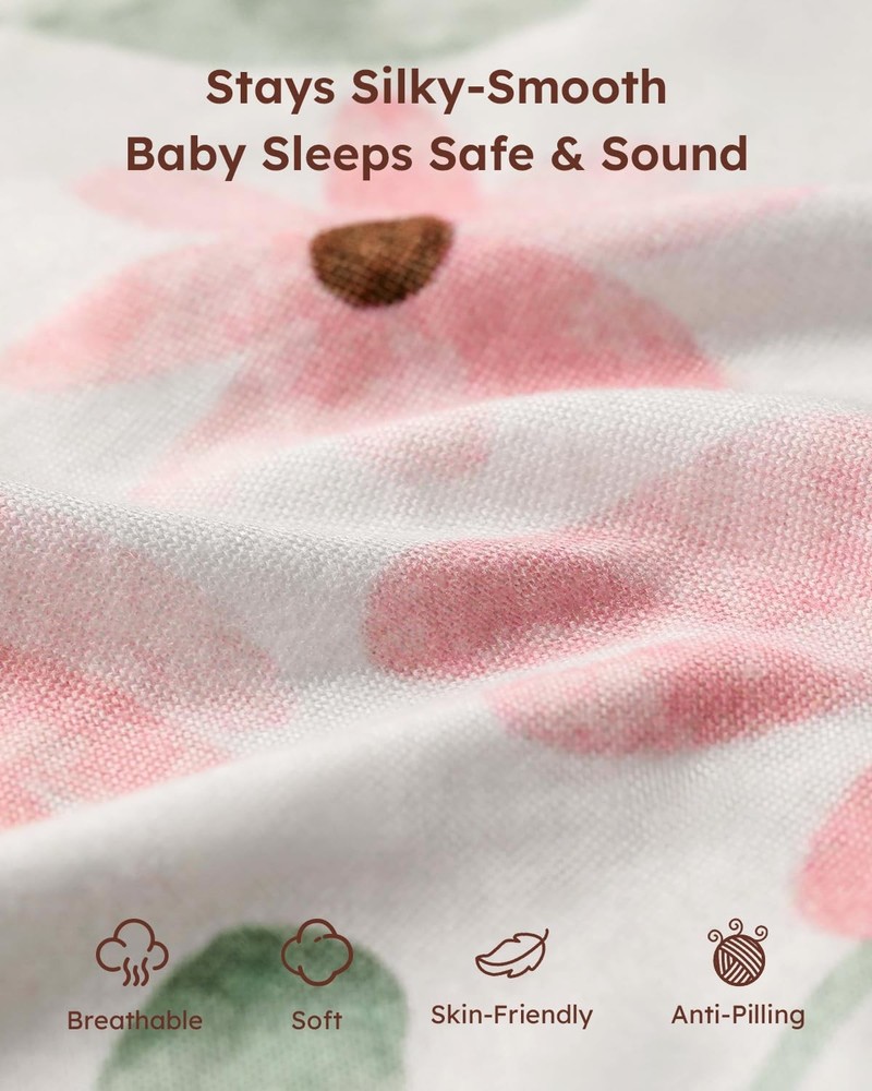 2 Pack Pink Floral Crib Sheets 52x28 Soft Microfiber