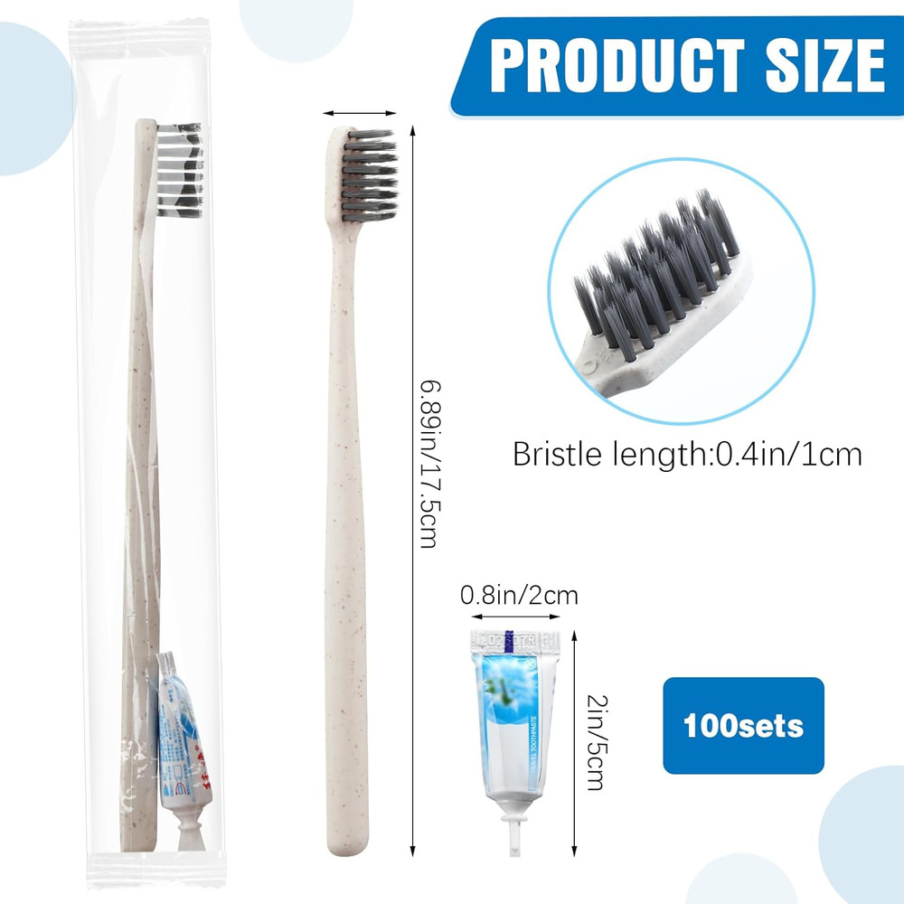 100 Sets Disposable Toothbrushes with Toothpaste Bulk Individually...