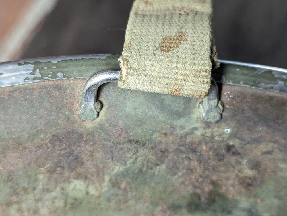 Original US WWII WW2 M1 Helmet Front Seam Fixed bale W/ Liner