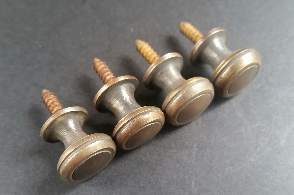 6 Solid Brass SMALL Stacking Barrister Bookcase 1/2"dia Knobs drawer Pulls #K18