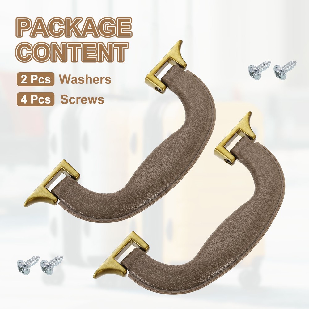 2Pcs Luggage Handle Plastic Pull Handle Grip Replacement with Screws Gray Green