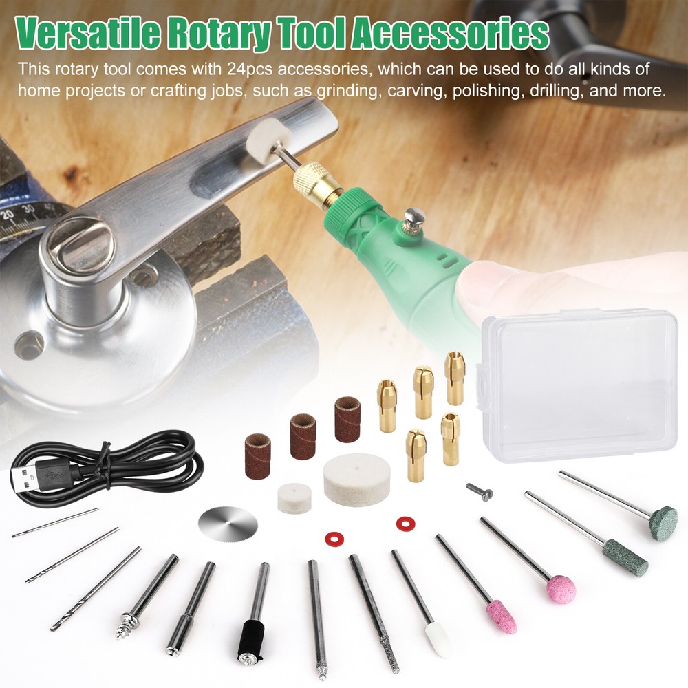 Mini Grinder Rotary Tool Polishing Drill Kit Variable Speed w/24pcs Accessories