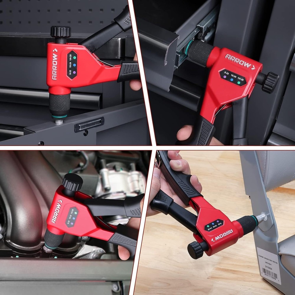 8" Rivet Nut Tool Kit with 3 Mandrels 75 Rivnuts & 3 Drill Bits Sturdy Case