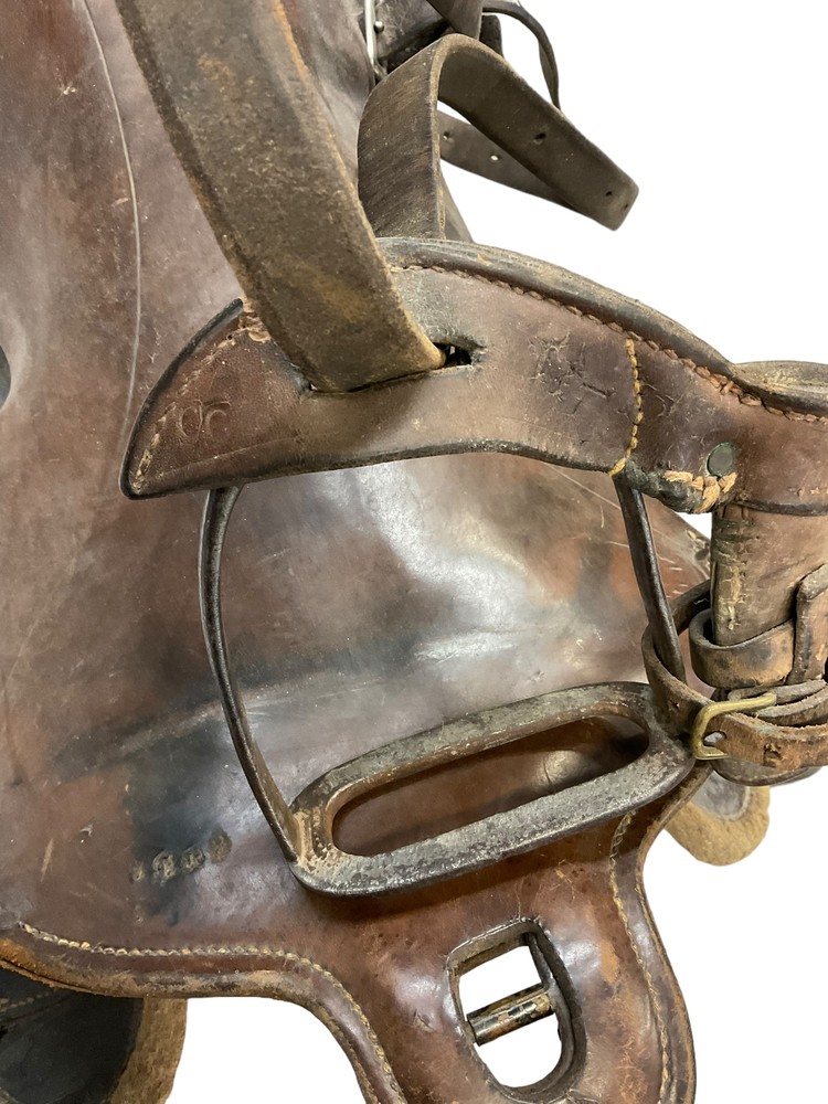 WW1 Canadian CEF Cavalry Saddle 1914 Dated C Broad Arrowed Complete