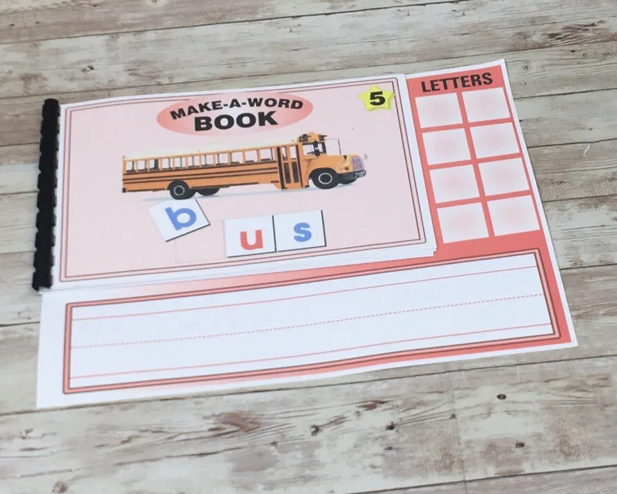 MAKE A WORD - Vowel U words - w/ letter tiles - Interactive Learning Book set