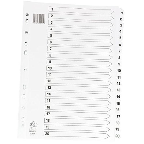 A4 Mylar Index 1-20 White