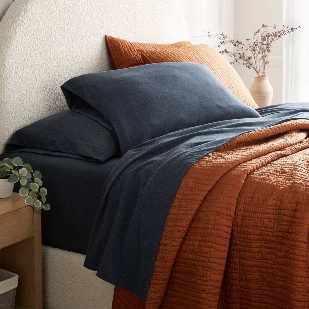 Full Cotton Jersey Sheet Set Heather Blue - Threshold