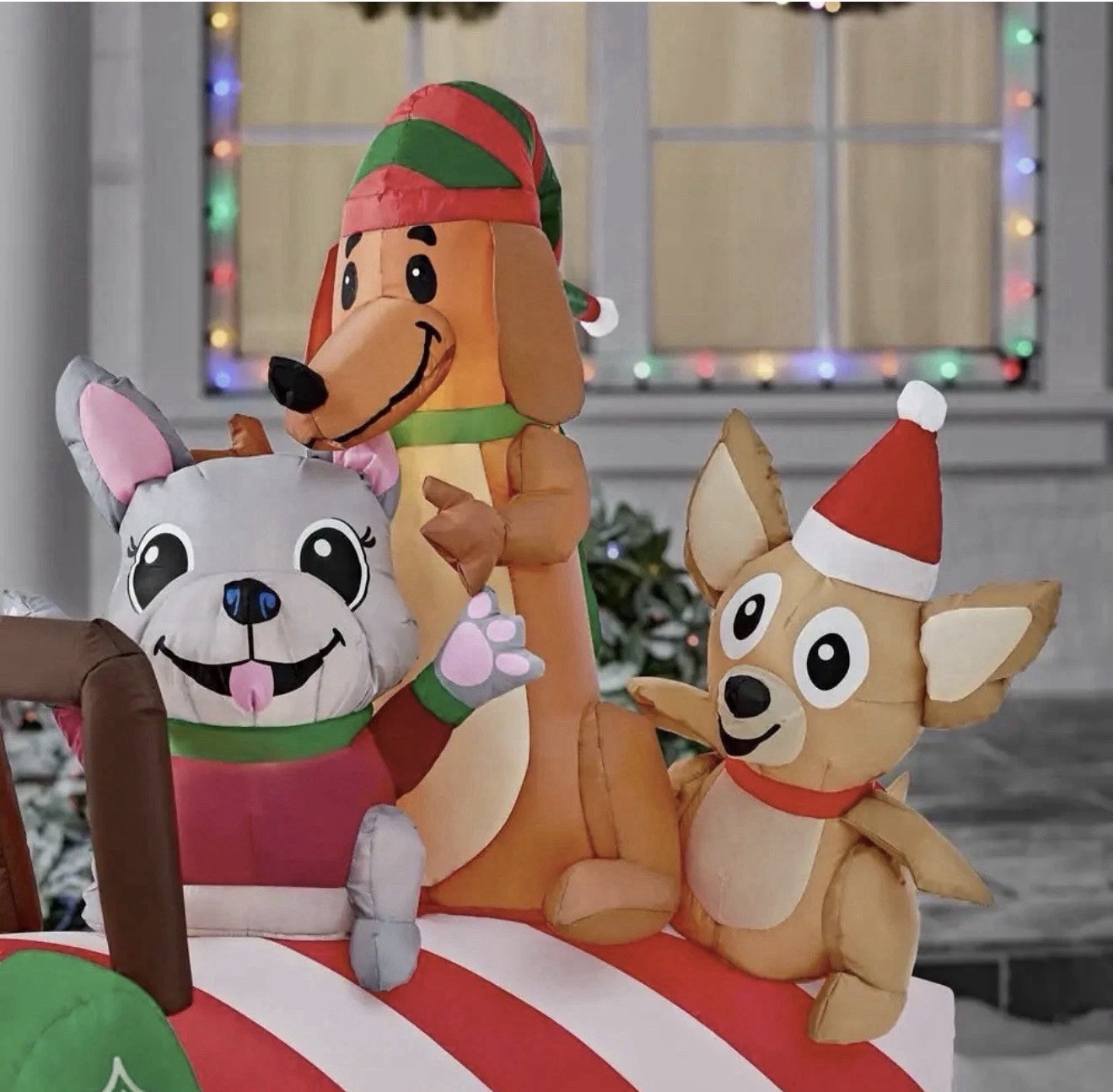 Home Accents 6FT Animated LED Seesaw Scene Christmas Dogs Airblown Inflatable