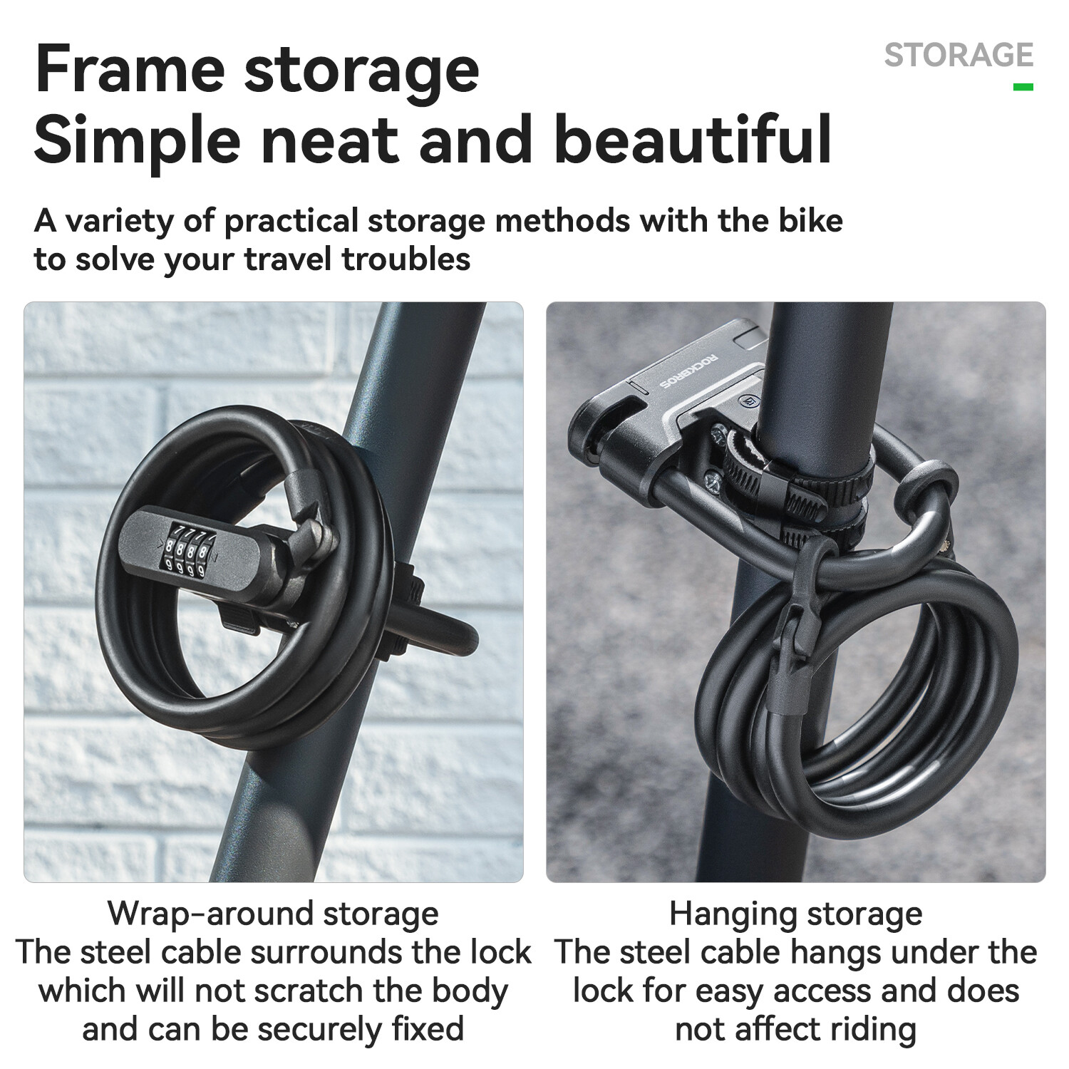 ROCKBROS Scooter Lock Compact Portable Combination Lock Carbon Steel with Cable