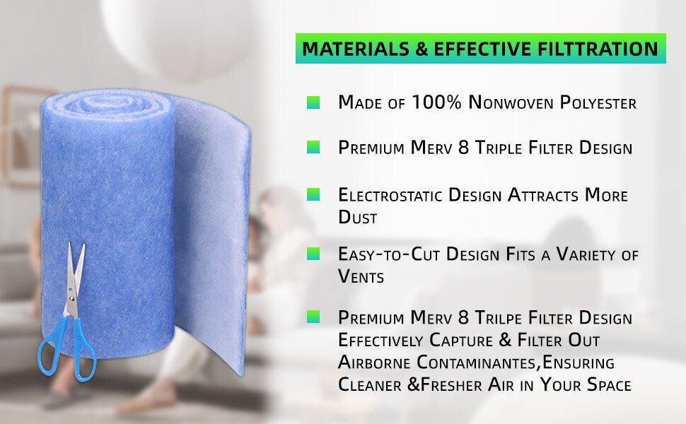 Air Vent Filter Electrostatic Roll,Fit All Ceiling RV air conditioning filter