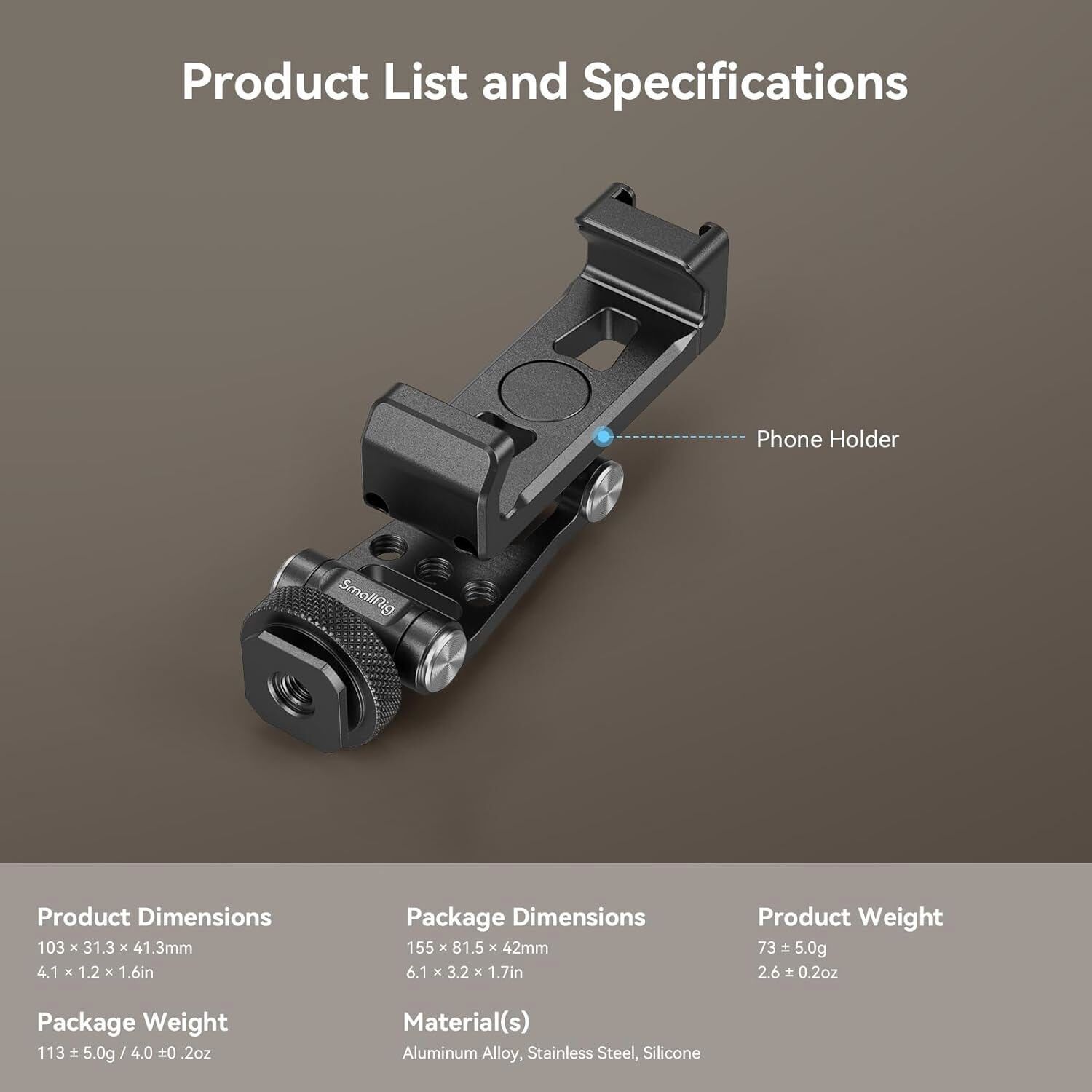 SmallRig Phone Holder with Cold Shoe Mount for DJI RS Series Gimbal 4382