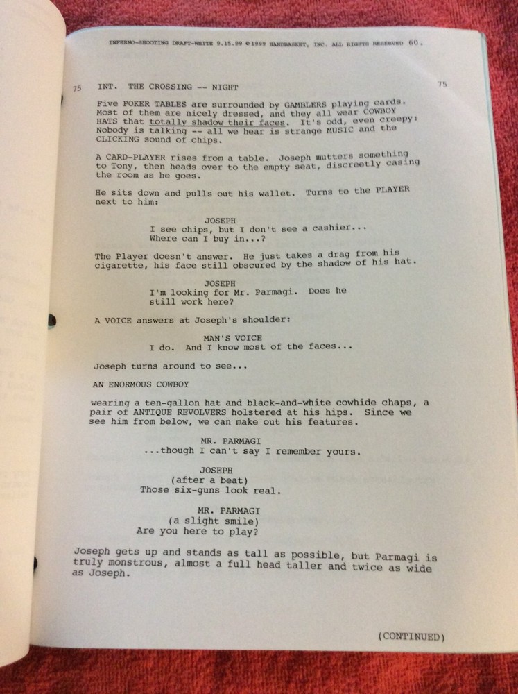 ORIGINAL SCRIPT HELLRAISER INFERNO DOUG BRADLEY CLIVE BARKER SCOTT DERRICKSON