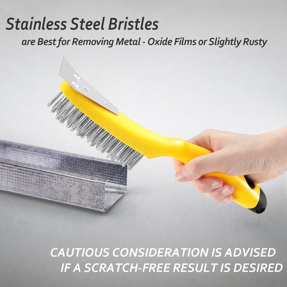 10.95 Inch Wire Scratch Brush Metal Scraper Long Plastic Handle Rust 1 PC