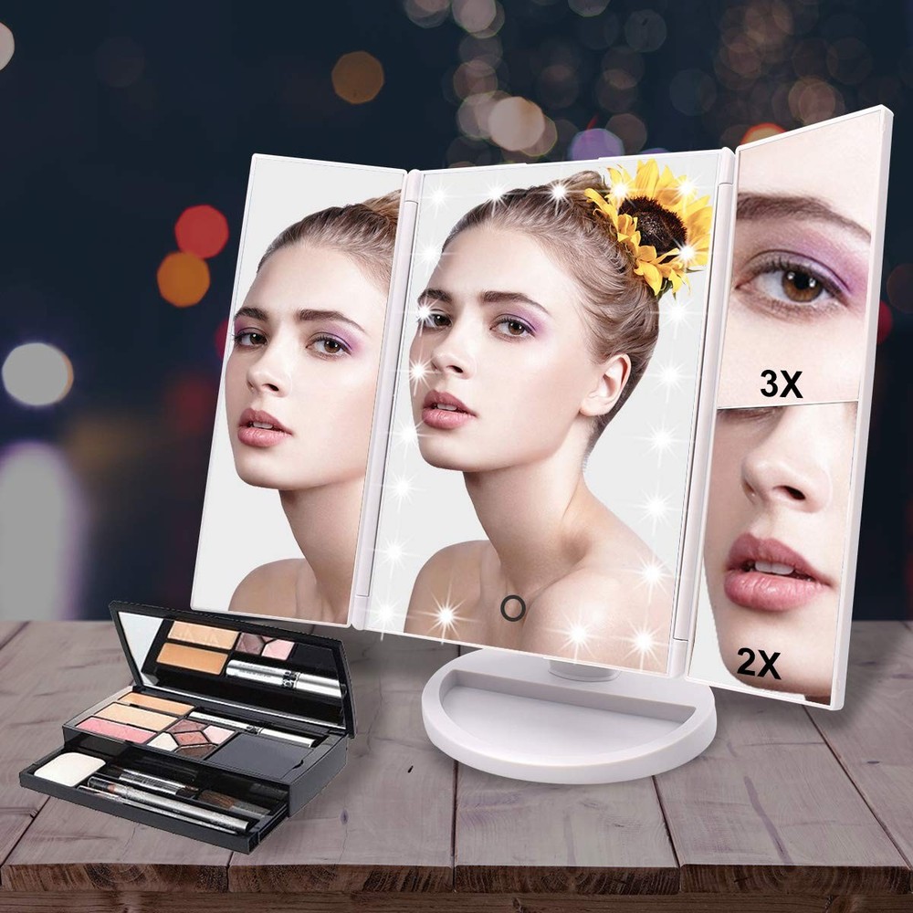 Makeup Mirror with 21 LED Lights,Two Power Supply Modes, Adjustable Touch Scr...