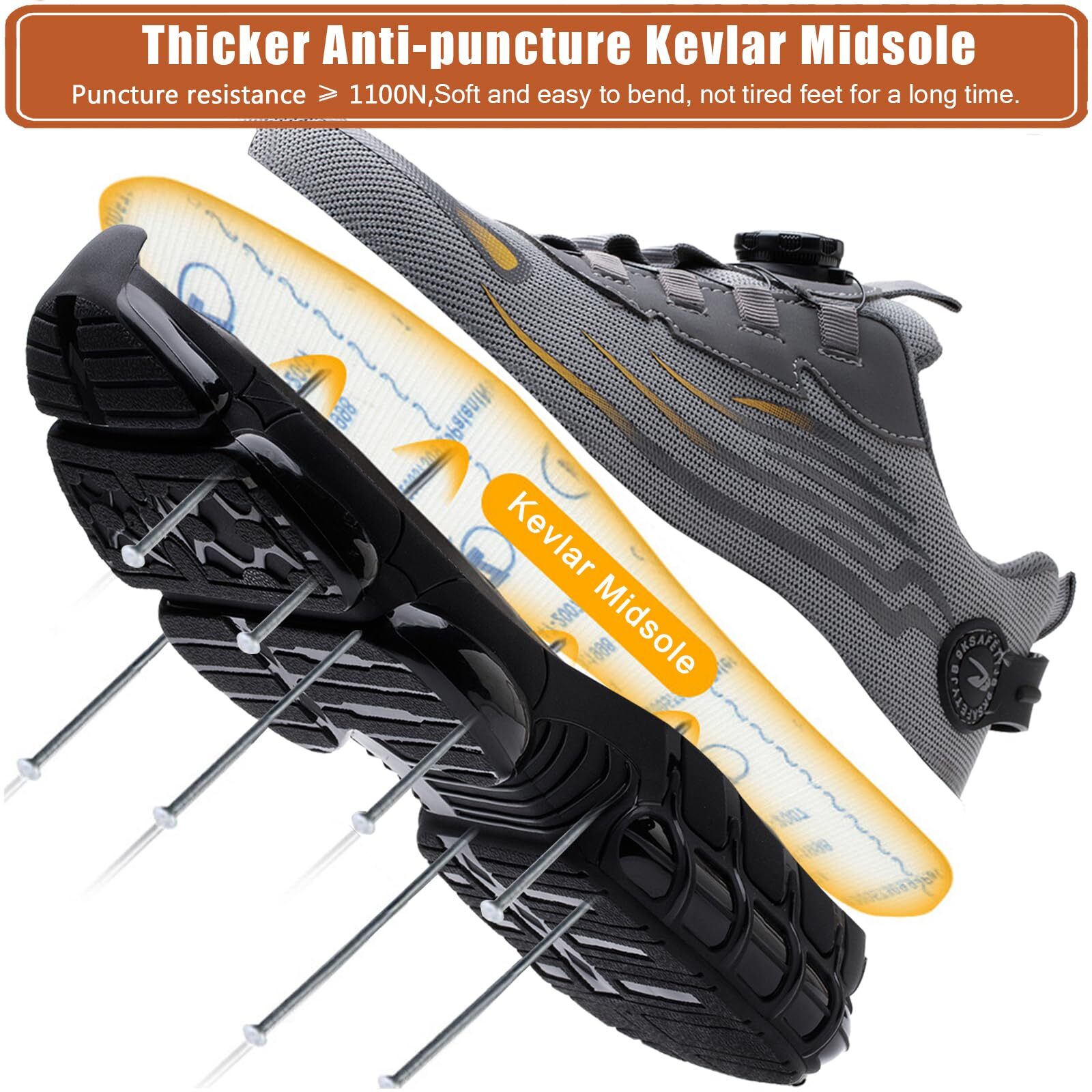 Men Work Safety Shoes Steel Toe Rotating Buckle Indestructible Non-slip Sneakers