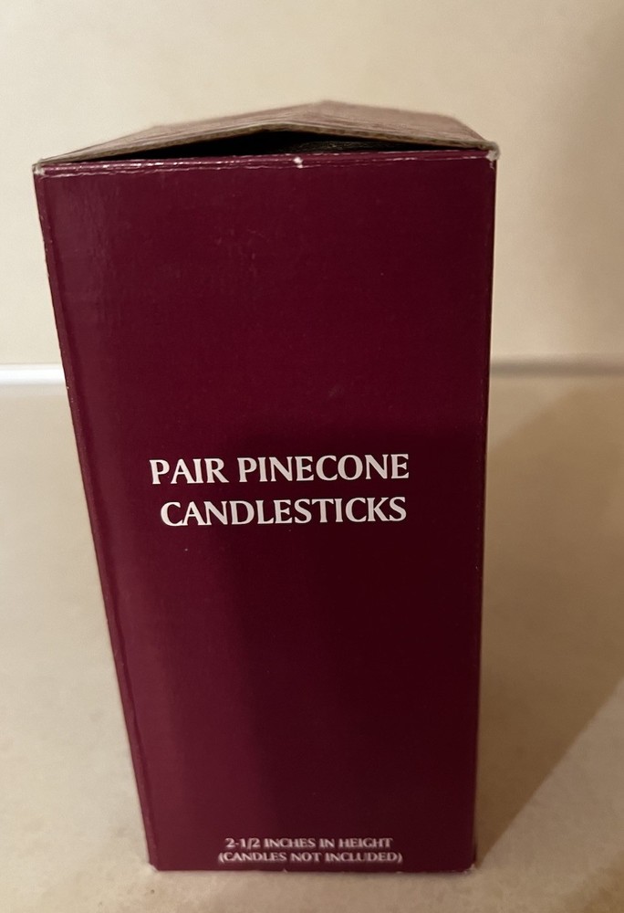 Silverplated Pine Cone Candle Holders Set 2 NIB