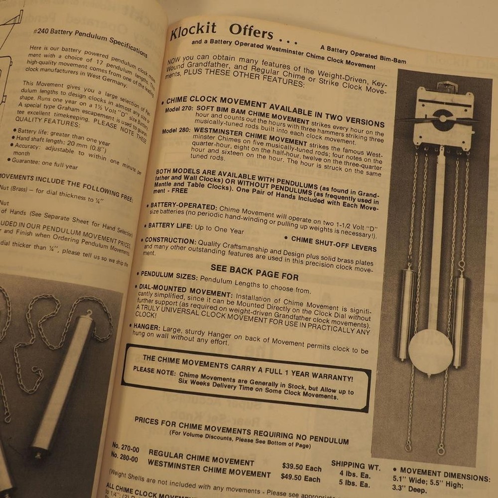 Klockit's Clock Movements & Accessories 1979-80 Clock Catalog