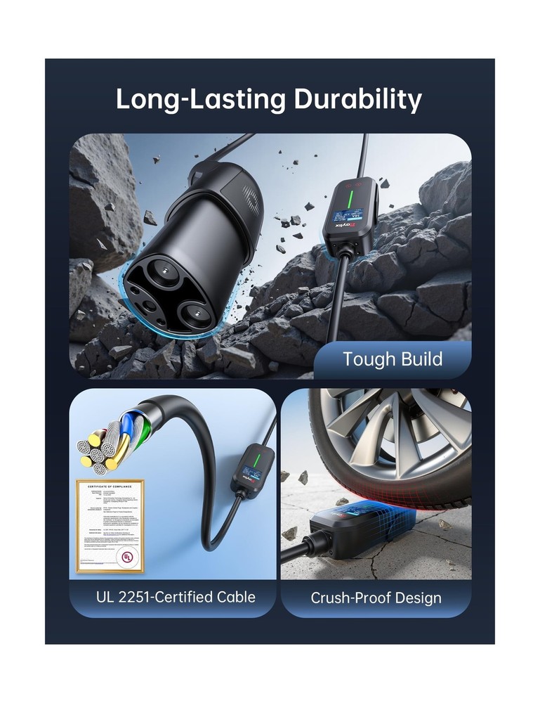 Raylix Upgraded 12A Level 1 Tesla Charger [Adjustable Current, Delay Charge] ...