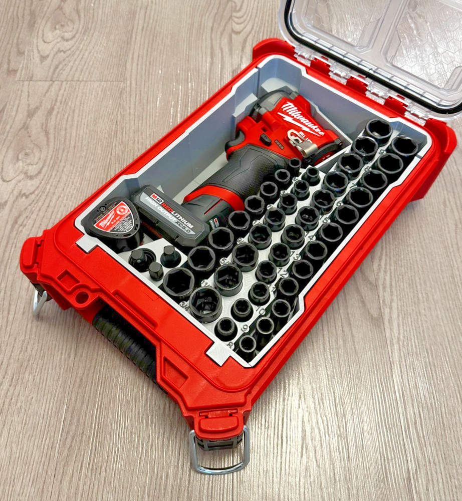 Milwaukee M12 3/8" Compact Impact PACKOUT Insert W/ Socket Organizer (3D Printed