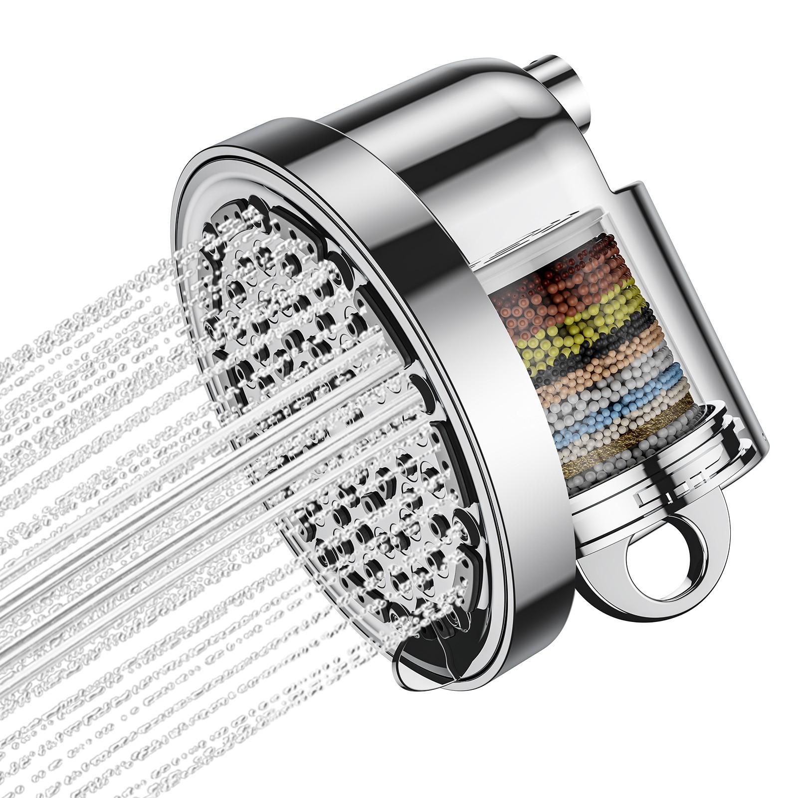 5 Spray Settings Filtered Shower Head with High Pressure & Water Softener
