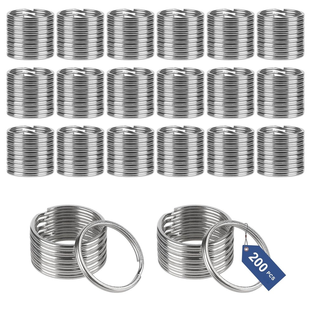 200PCS Split Key Rings,Bulk Rings Silver Ring Accessories for silvery