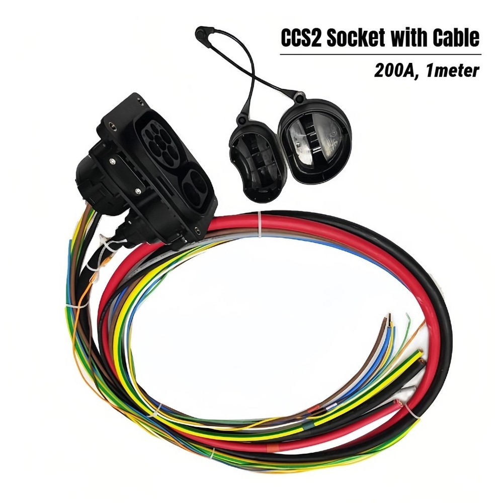 CCS2 EV Charging Inlet Port/Socket (Car Side), 200A 1000VDC Max, With 1m Cable