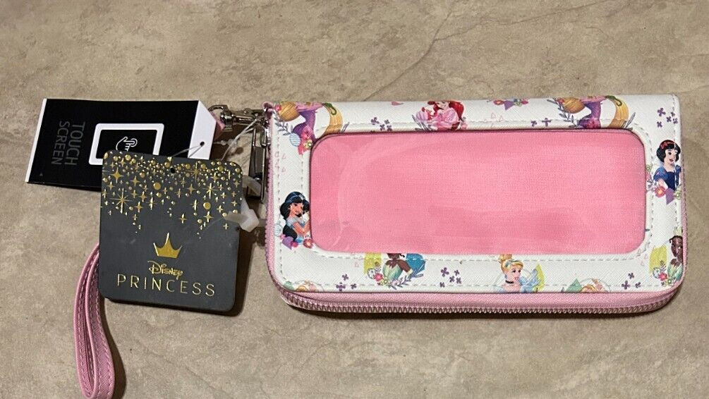 Disney Princess Wristlet Wallet & Phone Case Purse NEW w/ Tag White & Pink