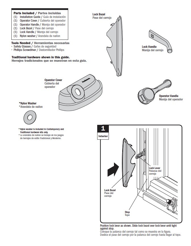 Andersen Operator Handle Folding Hardware Pack For Casement And Awning Windows