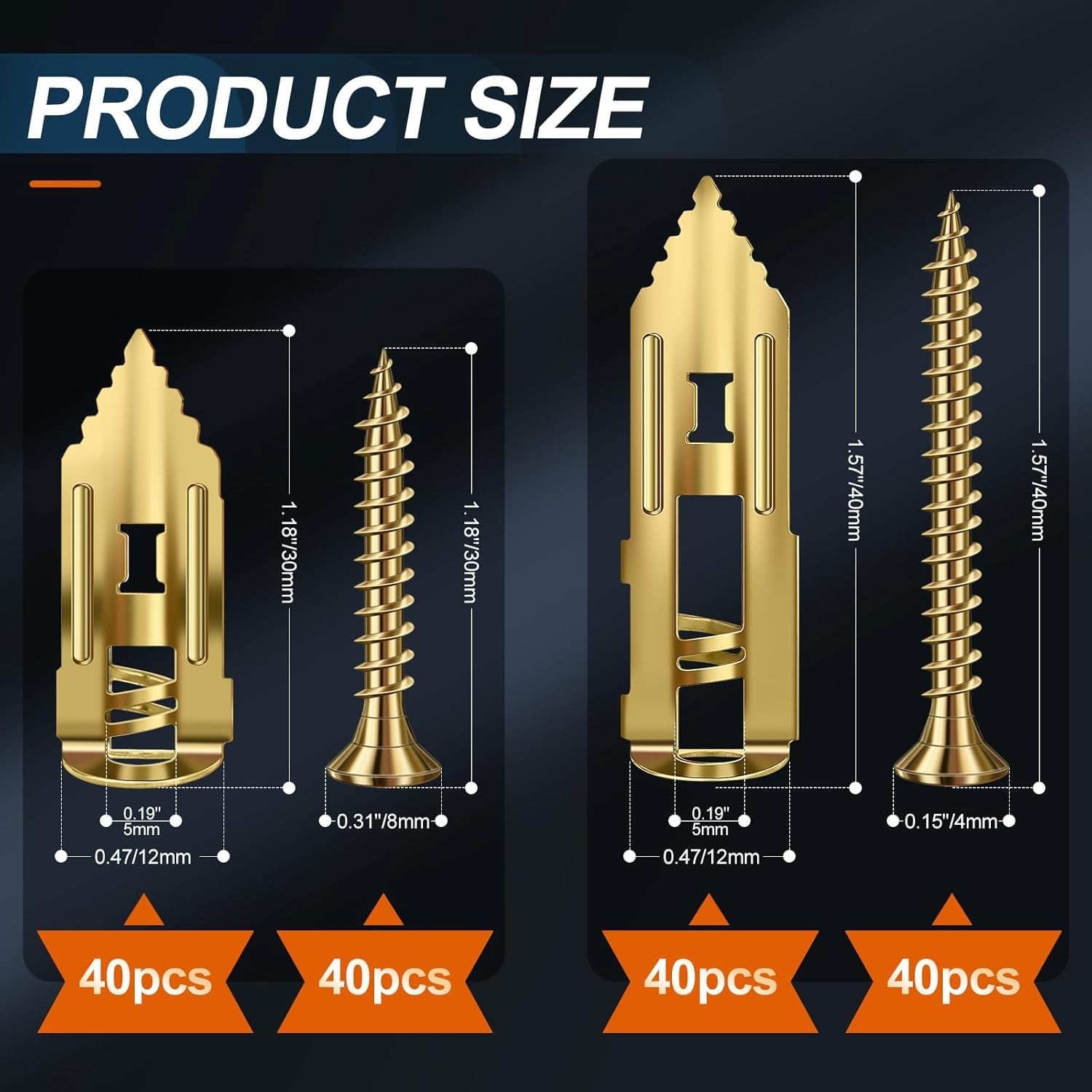 160 Pcs Self Drilling Drywall Anchors with Screws, 2Sizes 80 Sheetrock...