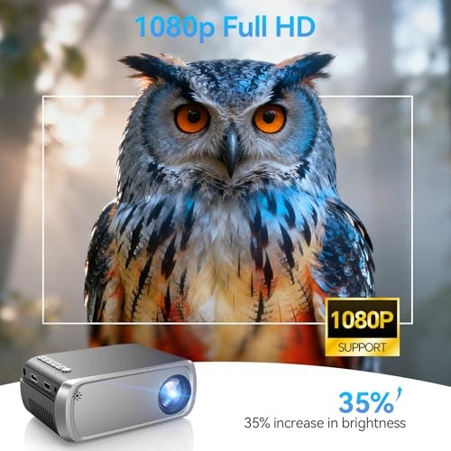 Projector with WiFi and Bluetooth, Mini Projector for iPhone silver gray