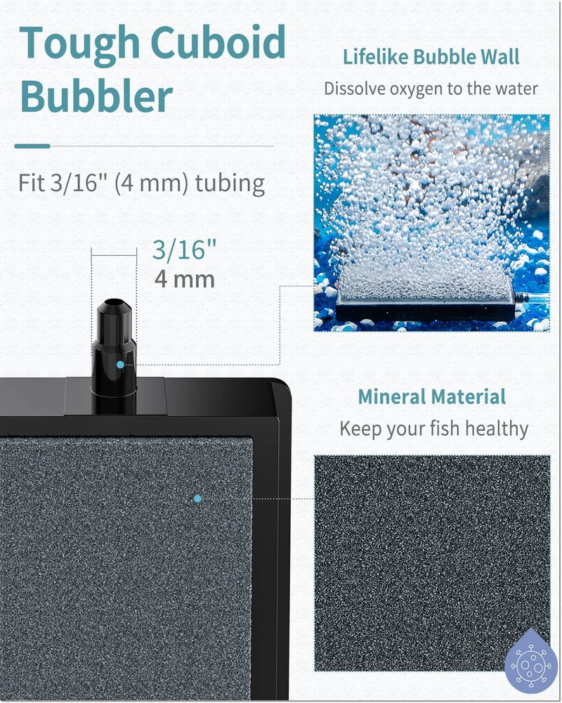 Pawfly 4 Inch Air Stone Grey Mineral Bubble Bar Diffuser Grey,