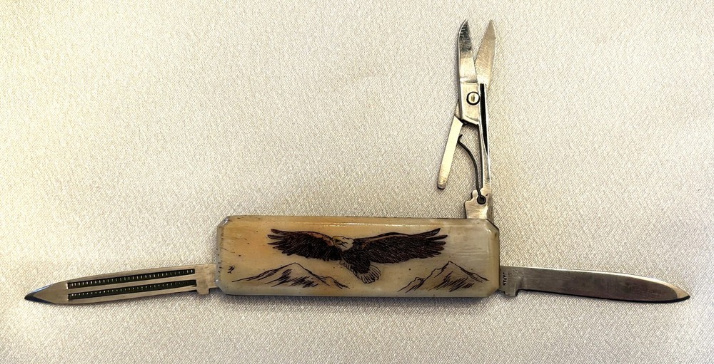 National Blade BALD EAGLE Scrimshaw 3 Function Multitool - Made in USA