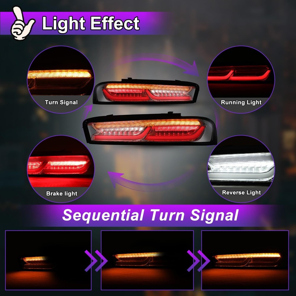 LED Tail Lights Camaro 2016-2018 Sequential Rear Lamps Assembly Replacement