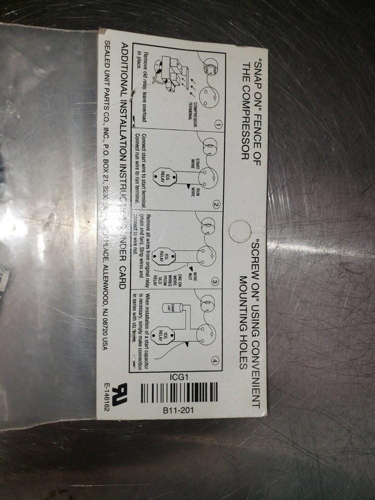 SUPCO SOLID STATE RELAY ICG-1 1/12 -1/2 HP 115 VAC