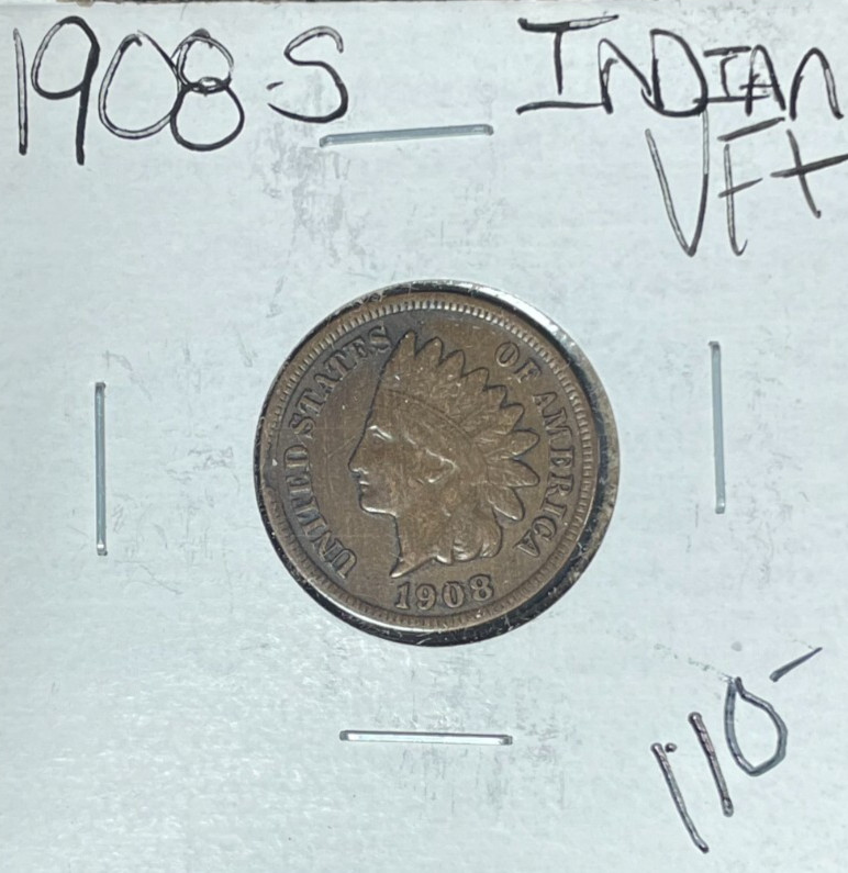 1908-S INDIAN HEAD CENT~ VF+ ~NICE KEY DATE COIN~