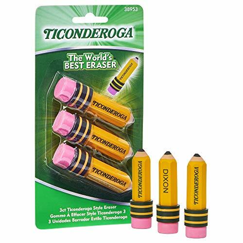 TICONDEROGA Erasers, Pencil Shaped, Latex-Free, Yellow, 1-3pak (38953)
