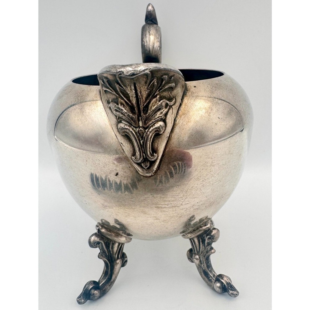 Vintage Birmingham Pitcher Creamer Ornate Silver Plated on Copper Stylized Feet