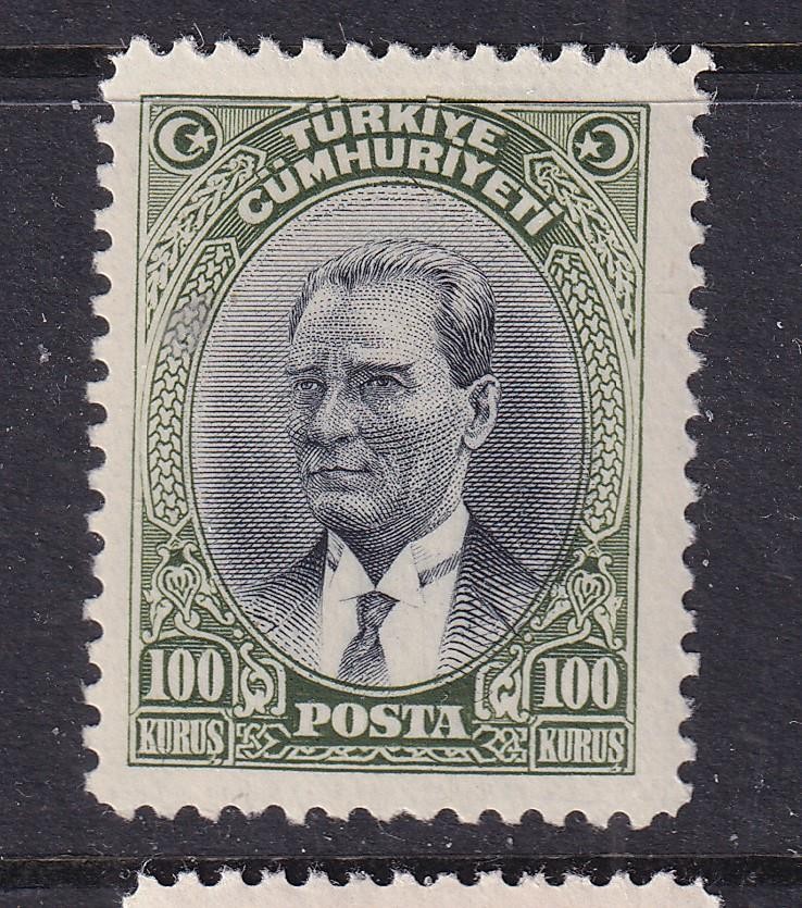 TURKEY, 1929 100k.Black & Olive Green, lhm.