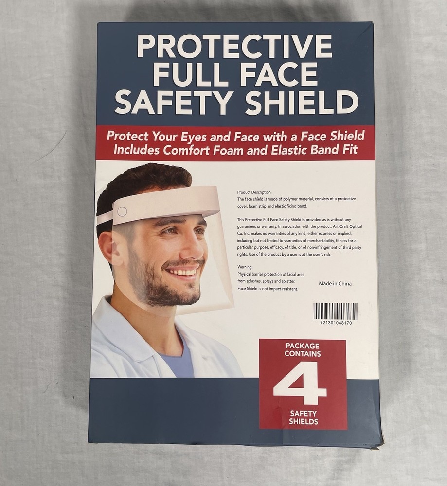 NEW Protective Full Face Safety Shield 4 pack