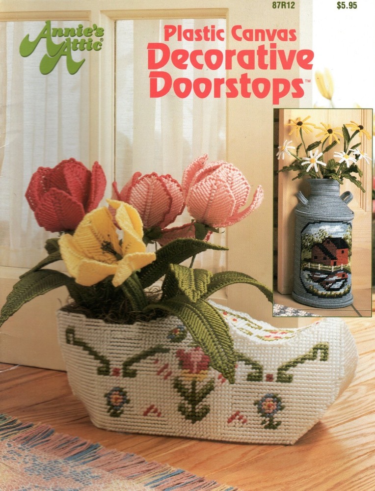 Annie's Attic 87B12 DECORATIVE DOORSTOPS Plastic Canvas Pattern Leaflet