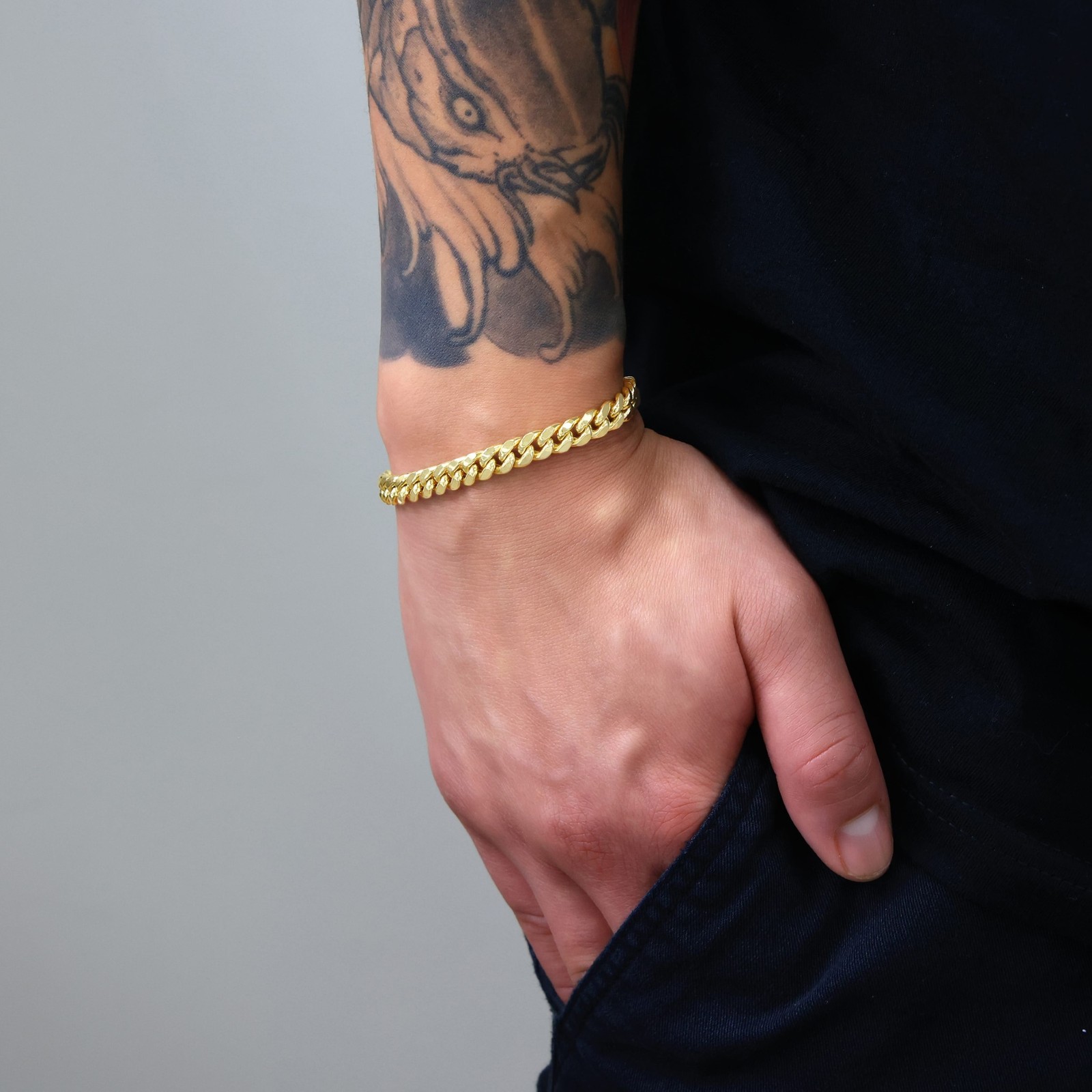 14K Yellow Gold 6.5mm Miami Cuban Link Chain Bracelet Mens Womens 7" 8" 9"