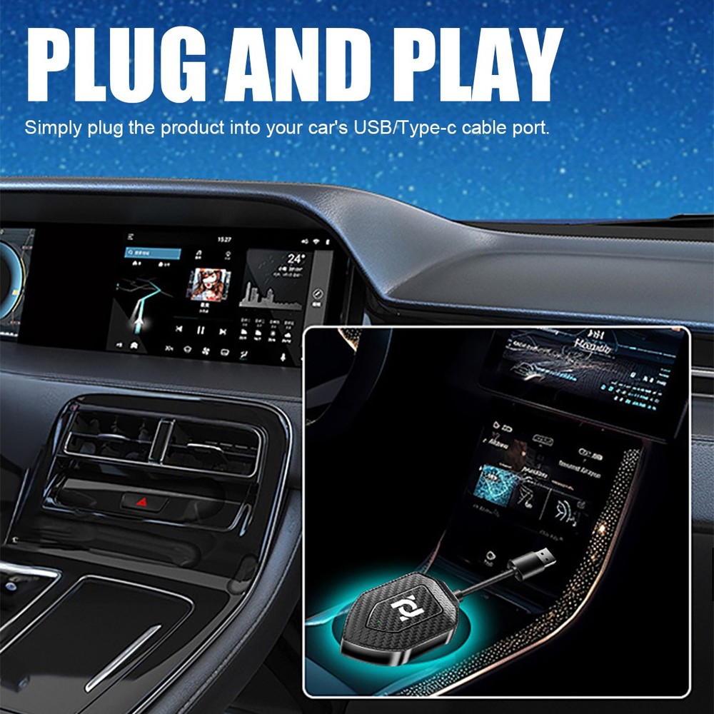 2-IN-1 Wireless CarPlay Adapter & Dongle Android Auto Car Auto Navigation Player