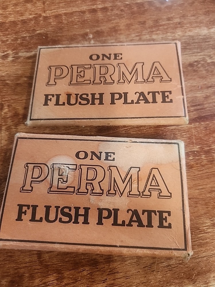 2 Vintage Perma Flush Plate Brass push button wall switch plate