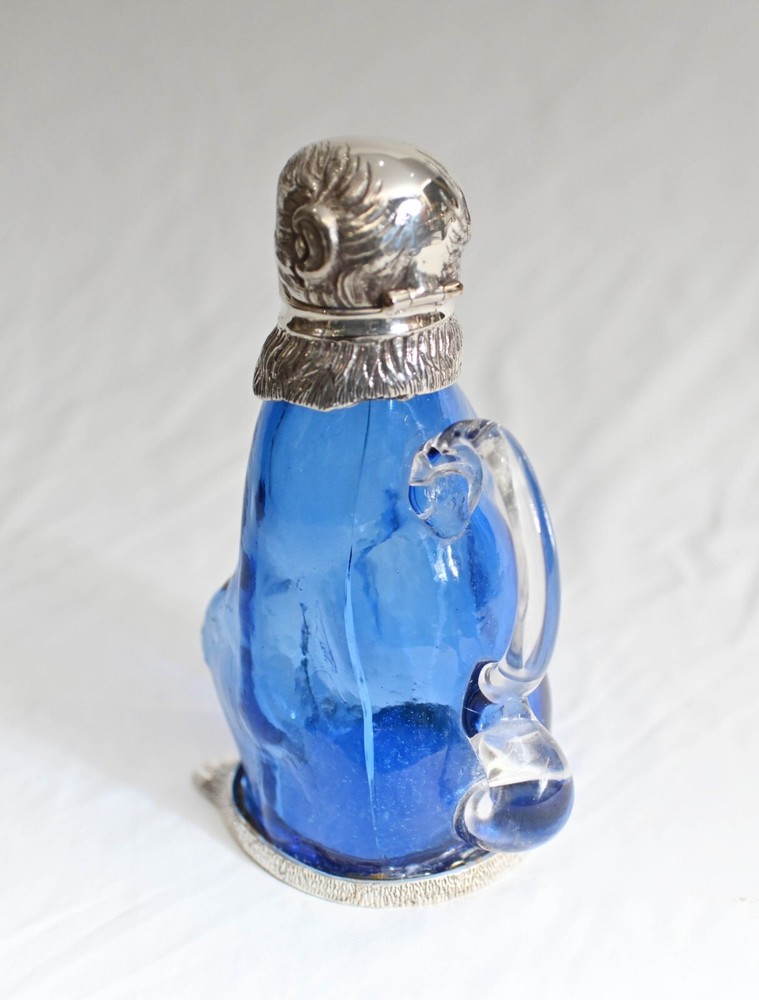 Silver Plate Monkey Glass Jug Decanter