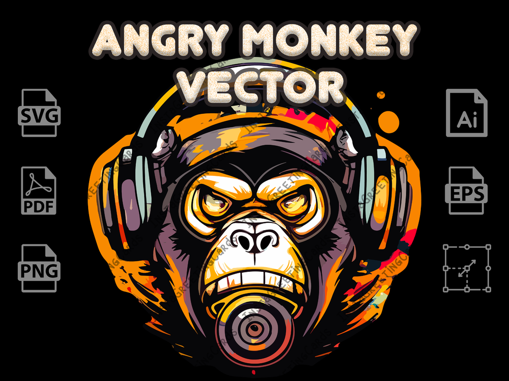 Angry Monkey Vector | Monkey vector | Monkey svg | Monkey design | Beast design