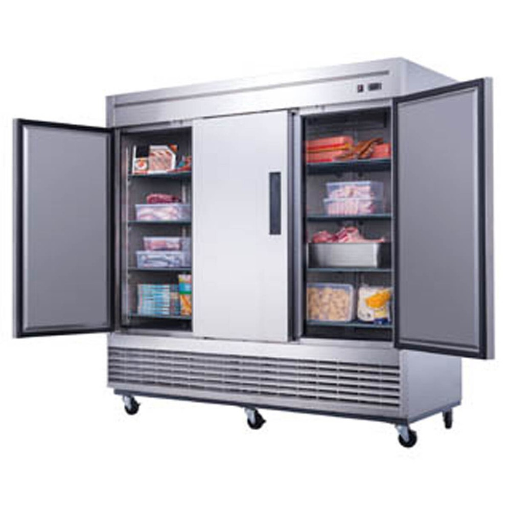 Dukers Appliance Co D83F 82" Three Section Solid Door Reach-In Freezer