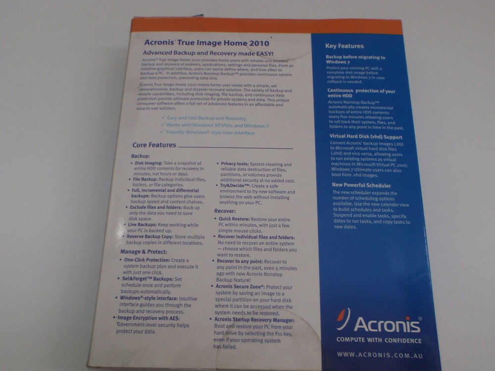 PC BACKUP RECOVERY SOFTWARE COMPUTER ACRONIS TRUE IMAGE HOME 2010 DVD