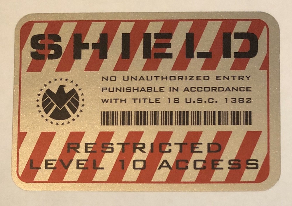• SHIELD • RESTRICTED ACCESS • METALLIC SILVER PROP DECALS • AGENT • MARVEL •