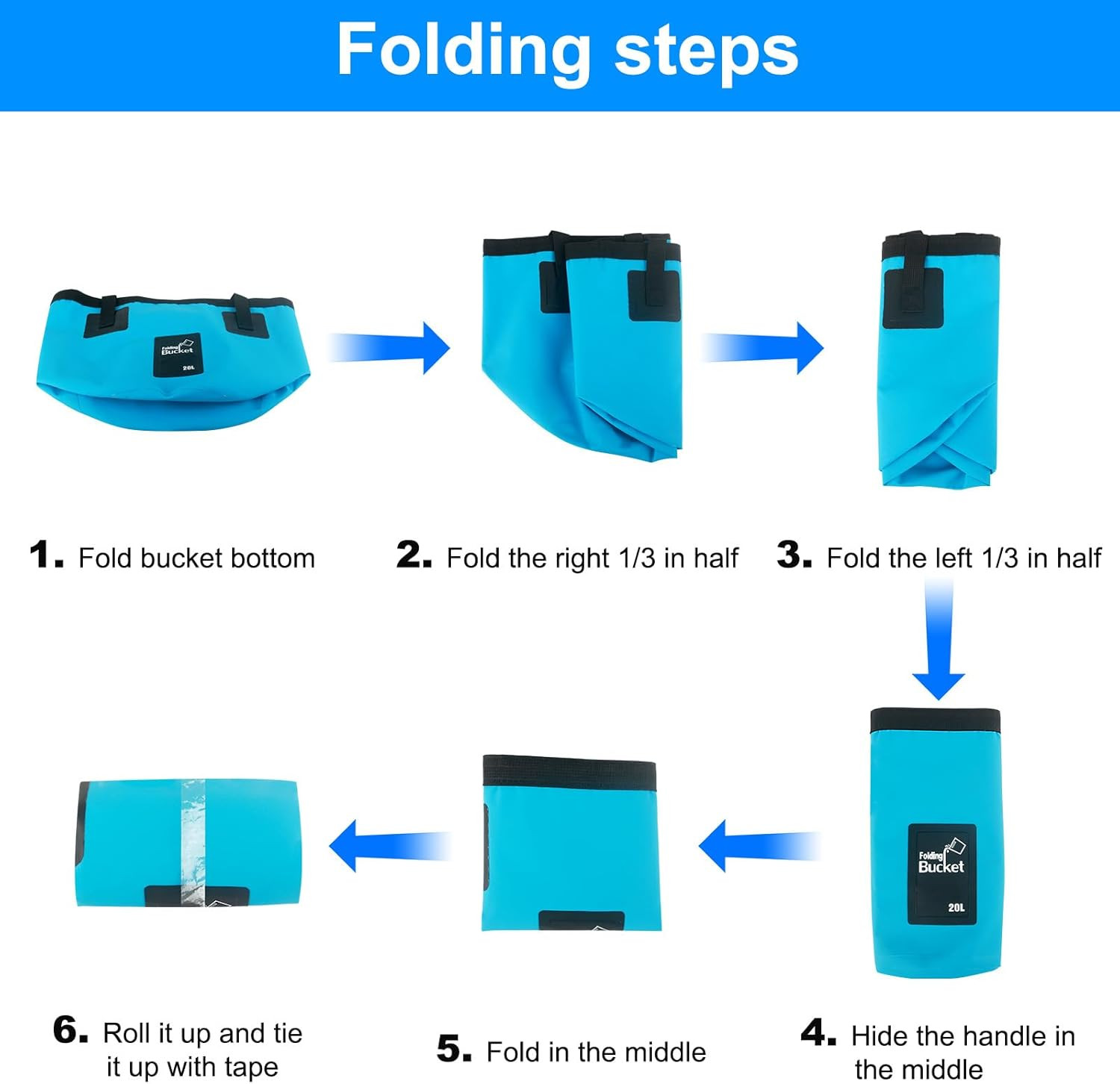 5 Gallon Collapsible Bucket with Handle, Car Wash Bucket Foldable Water Storage